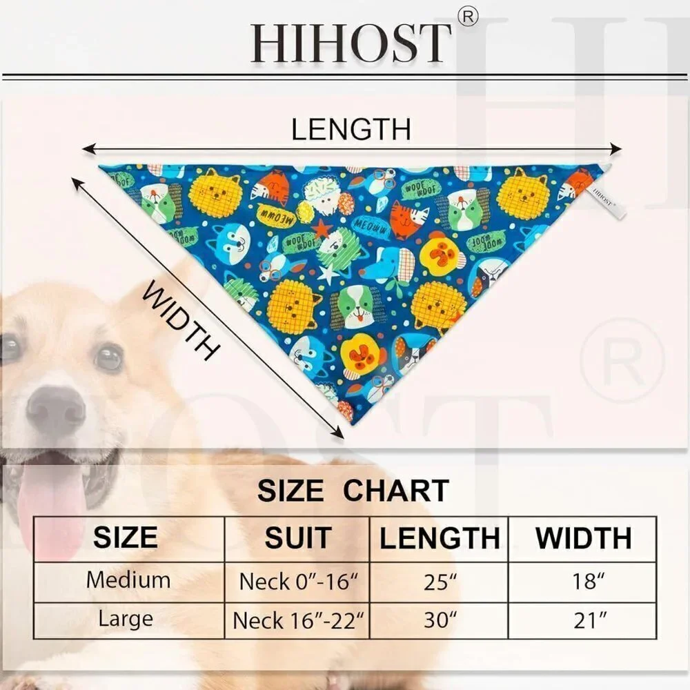 Cartoon Dog Printed Fabric Dog Bandana, (MEDIUM TO LARGE) / BRAND NEW